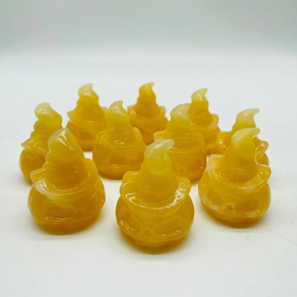 Yellow Calcite Halloween Pumpkin Wizard Carving Wholesale - Image 2