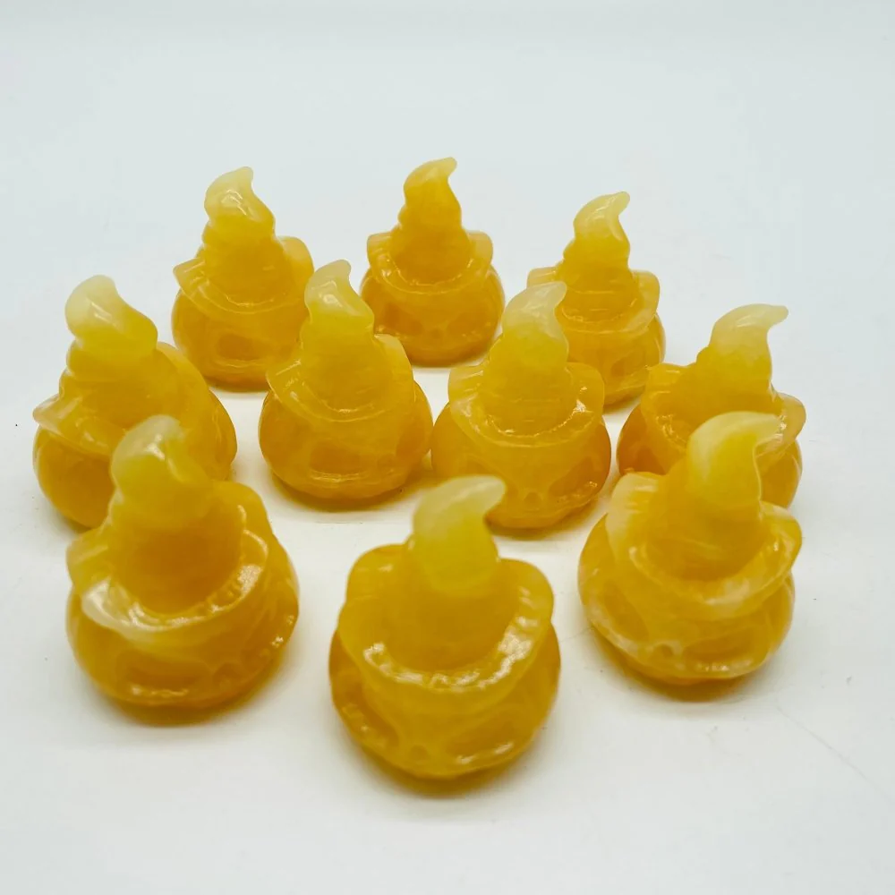 Yellow Calcite Halloween Pumpkin Wizard Carving Wholesale - Image 3