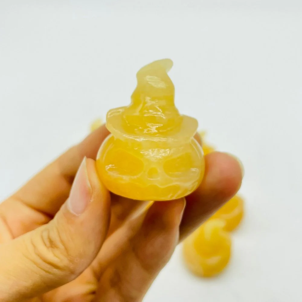 Yellow Calcite Halloween Pumpkin Wizard Carving Wholesale - Image 4