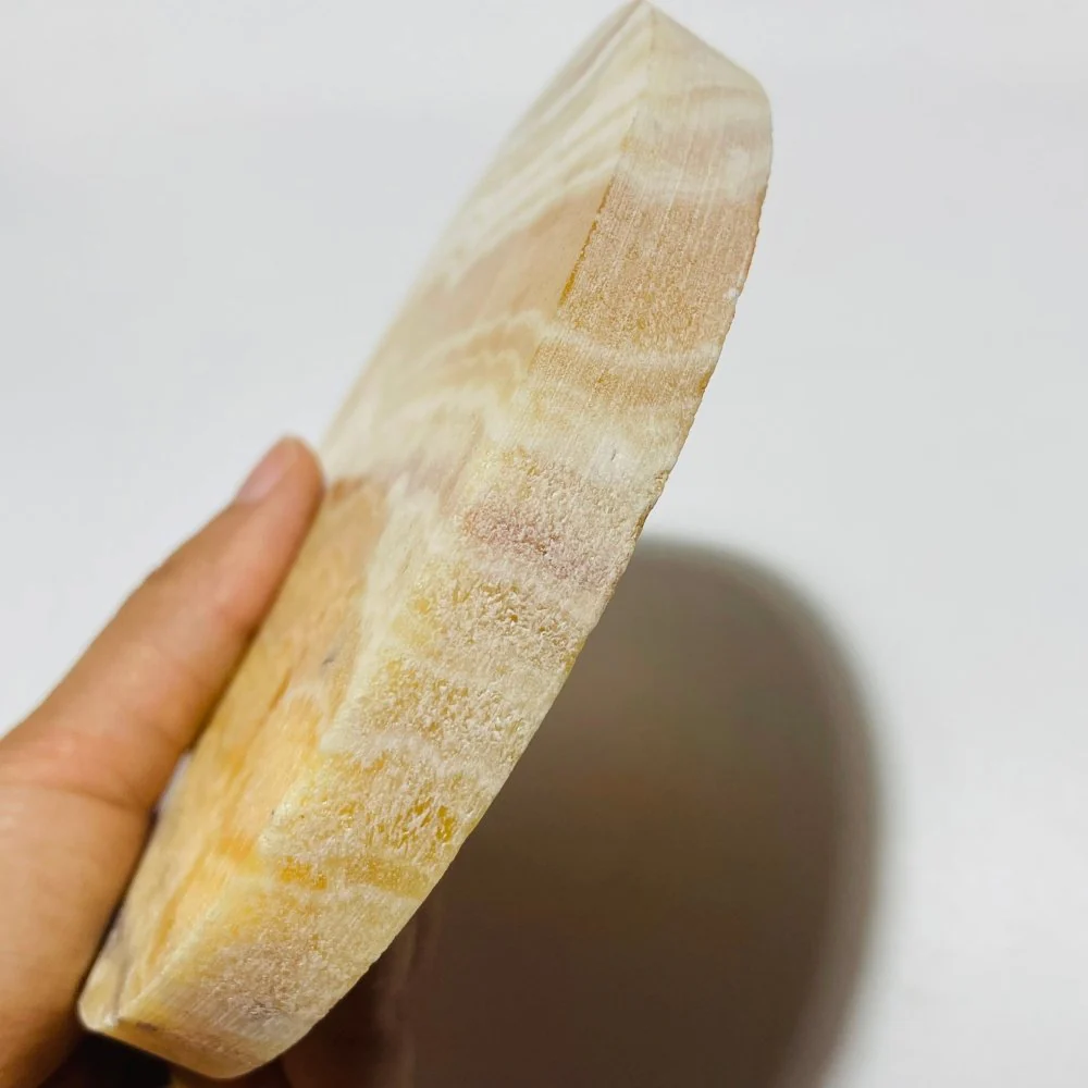Yellow Calcite Round Coaster Slab Wholesale - Image 4