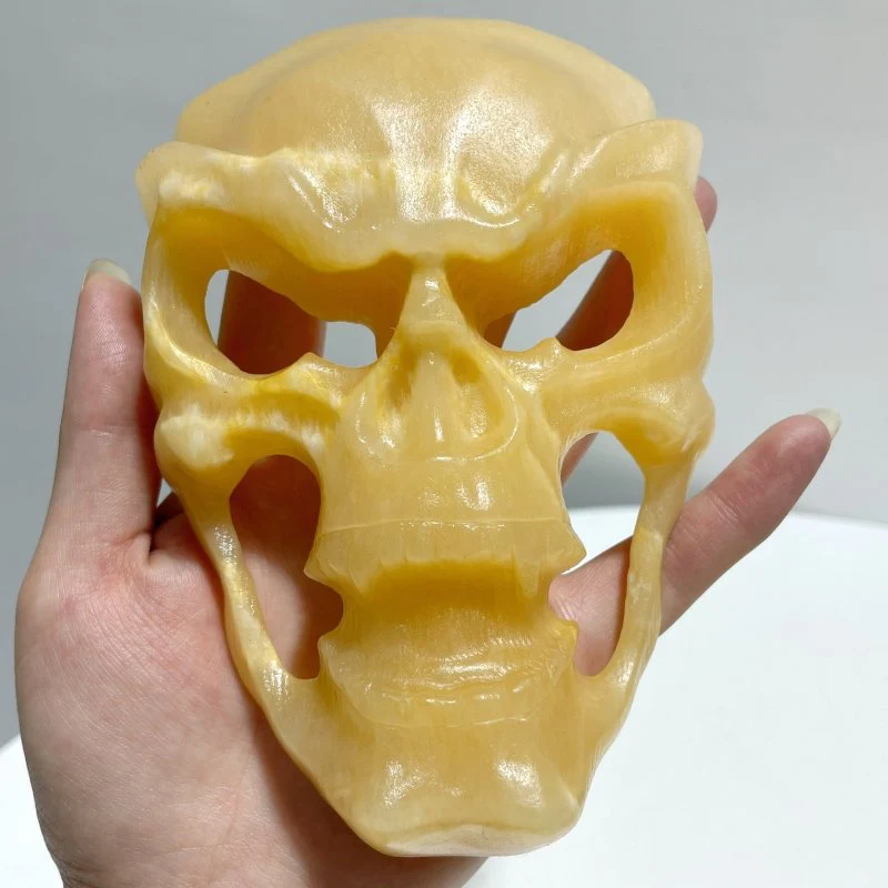 Yellow Calcite Skull Large Mask Carving Wholesale - Image 2