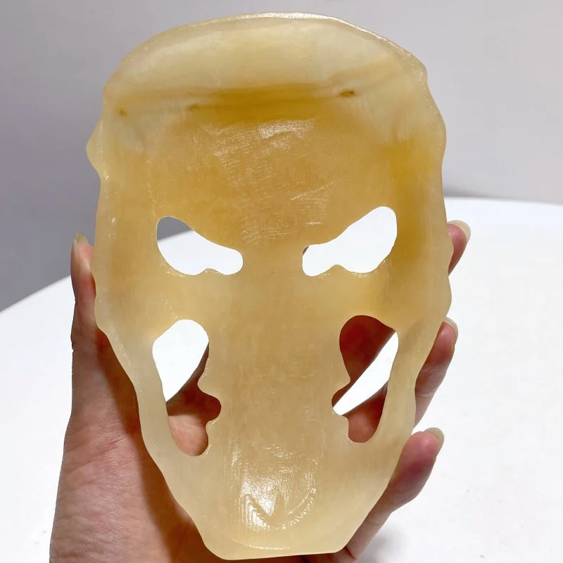 Yellow Calcite Skull Large Mask Carving Wholesale - Image 4