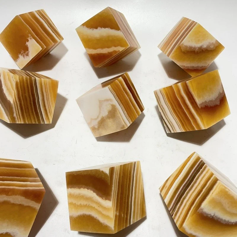 9 Pieces Stripe Yellow Calcite Stand Cube - Image 4