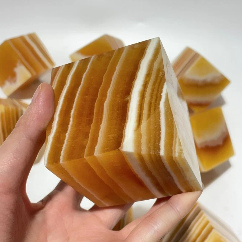9 Pieces Stripe Yellow Calcite Stand Cube - Image 6