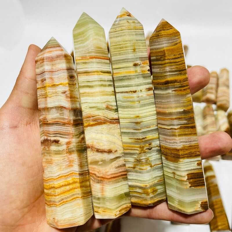 83 Pieces Yellow Stripe Afghanistan Jade Points 2.3-5.1in Closeout - Image 3