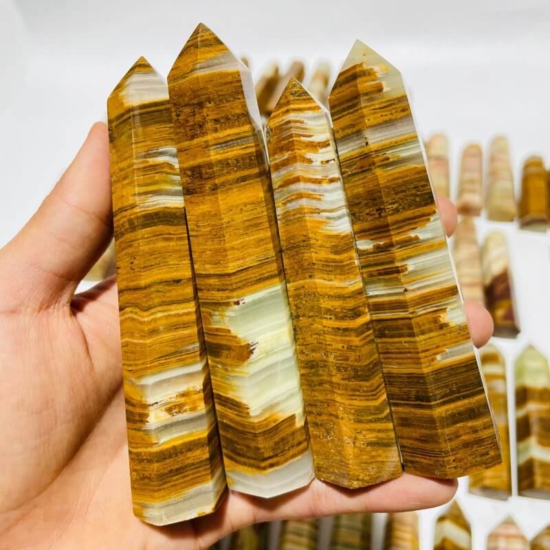 83 Pieces Yellow Stripe Afghanistan Jade Points 2.3-5.1in Closeout - Image 4