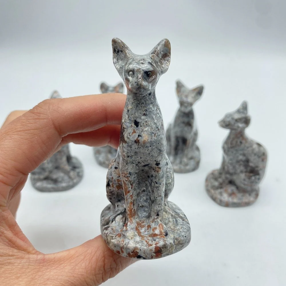 Yooperlite Stone Sphynx Hairless Cat Carving Animal Wholesale - Image 3