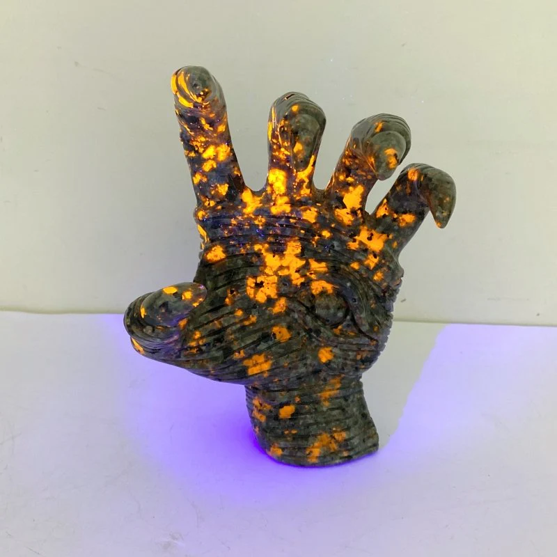 Yooperlite Stone Witchcore Demon Hand Carving - Image 3